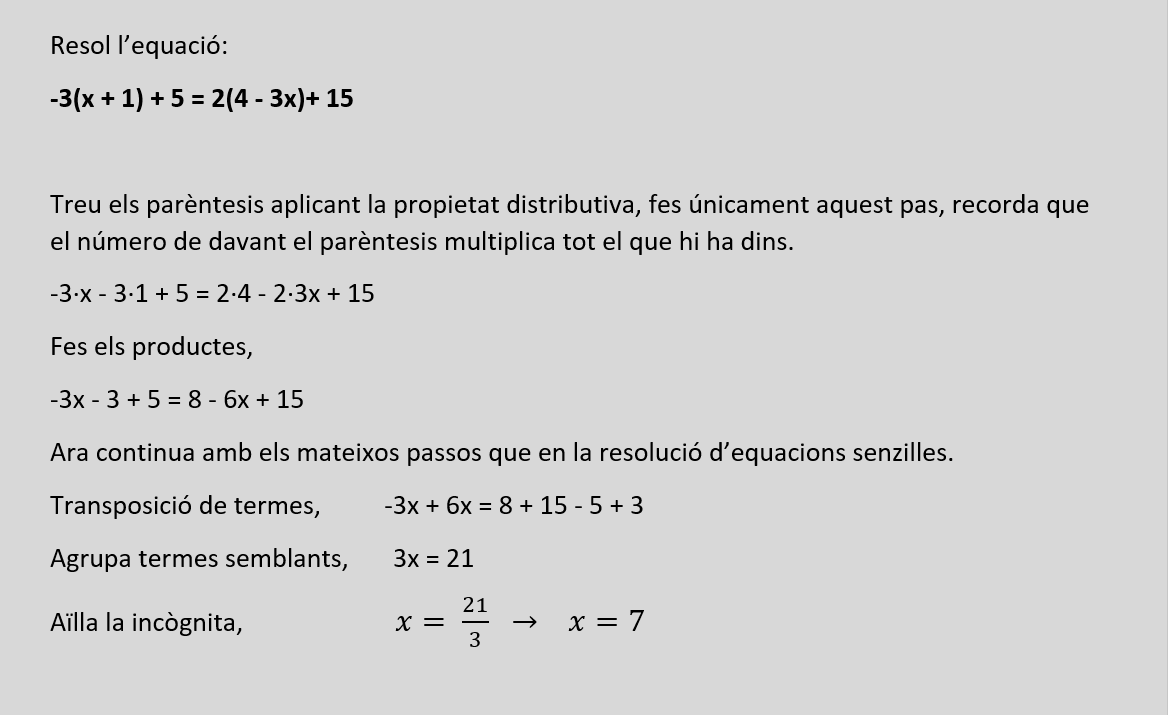 Resolució equació parèntsis